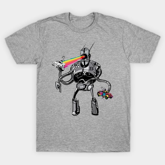 Rainbow Lazer Bot T-Shirt by BeeryMethod